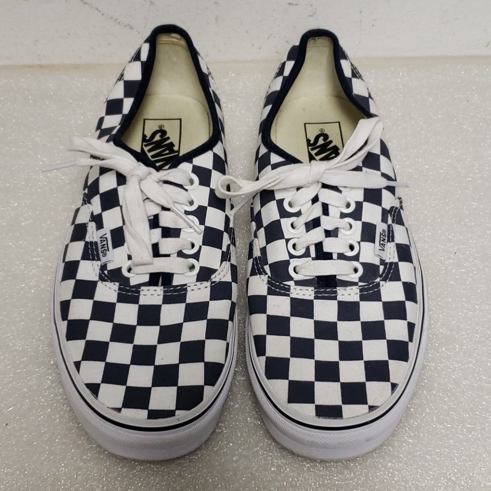 Vans blue/white checkered sneakers men 7.5 lady 9
